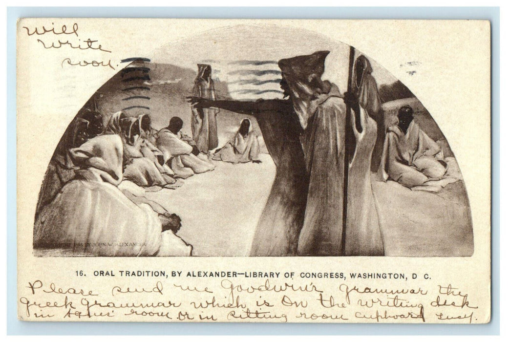1907 Oral Tradition By Alexander Library of Congress, Washington DC Postcard