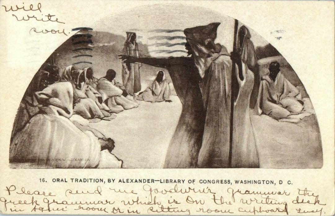 1907 Oral Tradition By Alexander Library of Congress, Washington DC Postcard