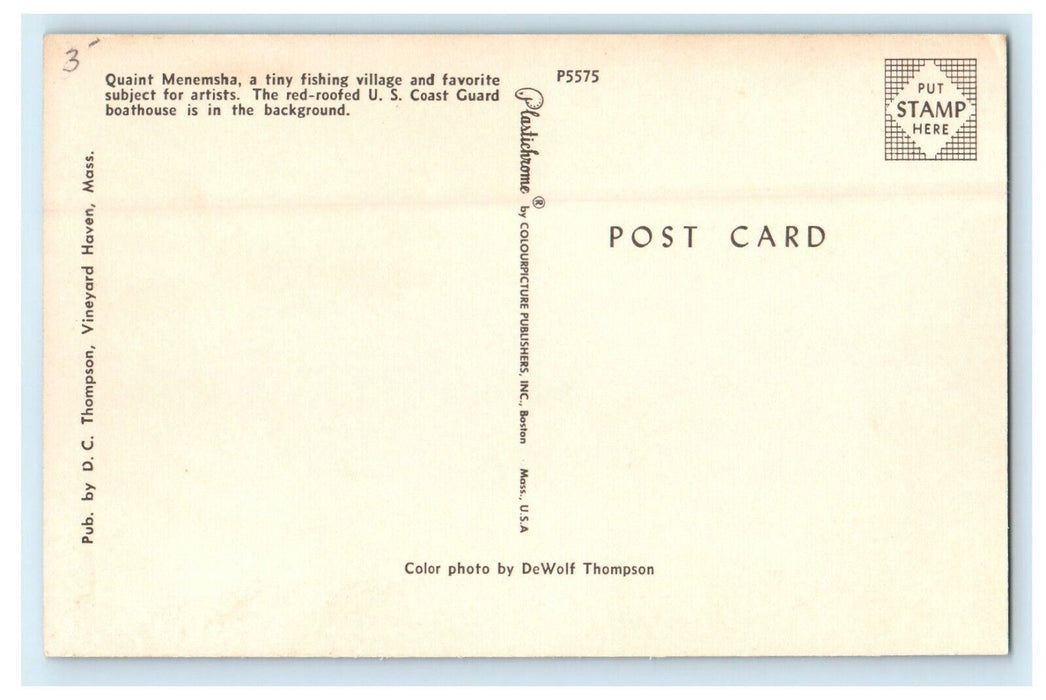 Menemsha U.S Coast Guard Boathouse Martha’s Vineyard Massachusetts Postcard