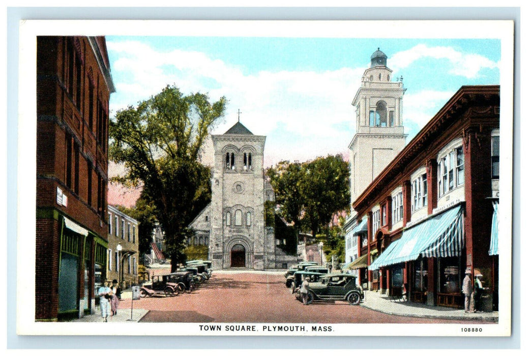 c1920s Church View, Top Square, Plymouth, Massachusetts MA Unposted Postcard