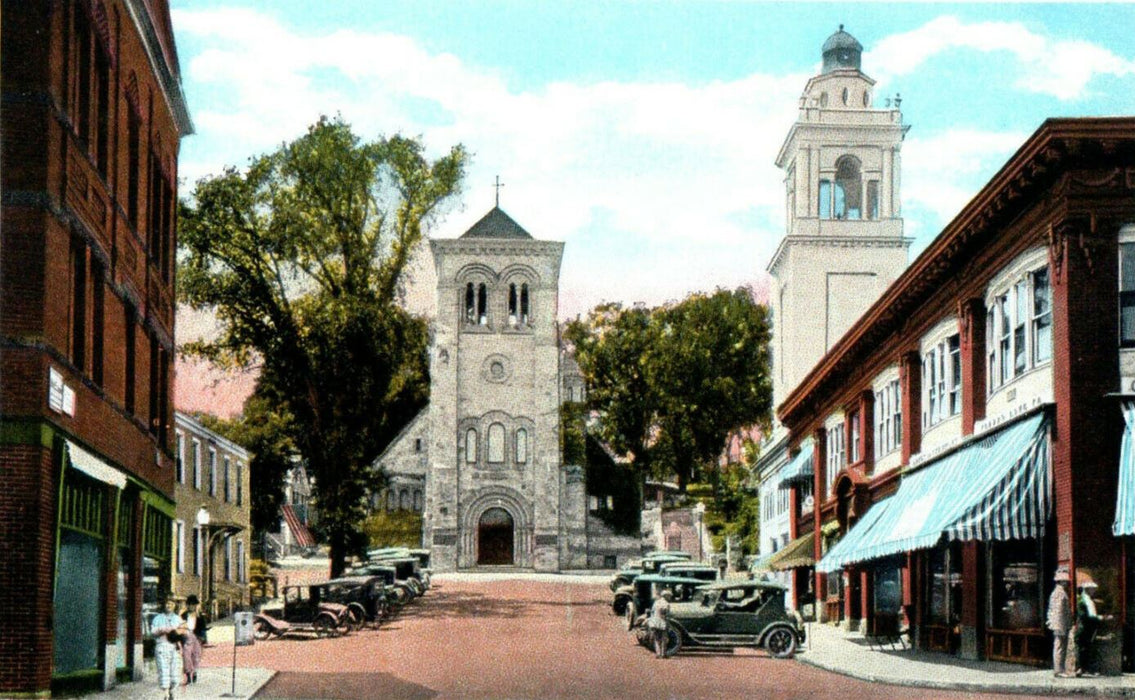 c1920s Church View, Top Square, Plymouth, Massachusetts MA Unposted Postcard