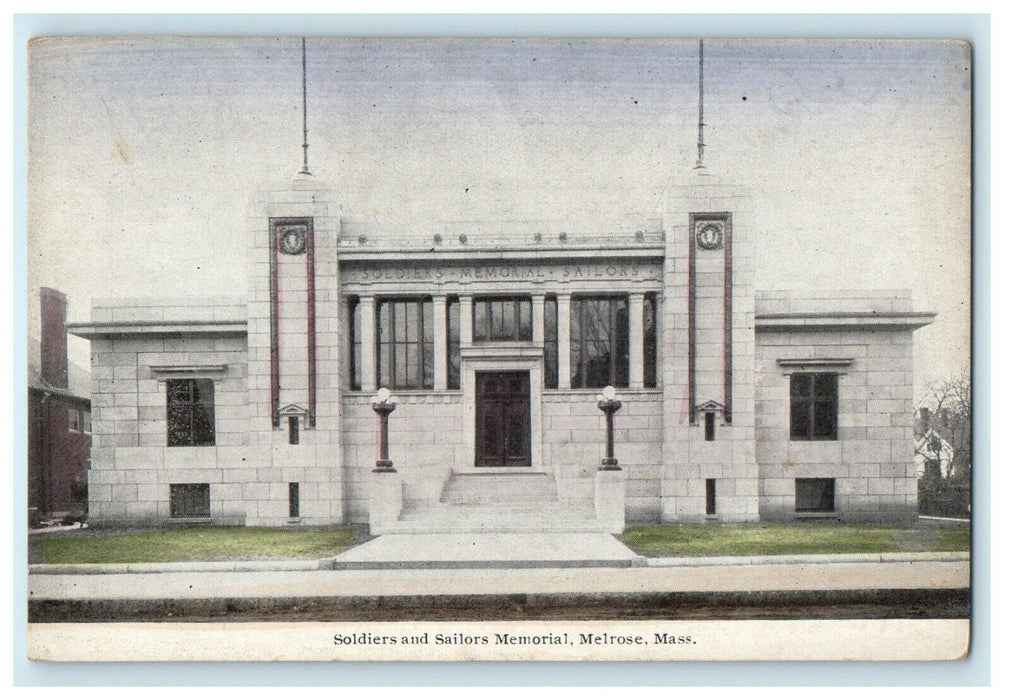 View Of Soldiers And Sailors Memorial Melrose Massachusetts MA Postcard