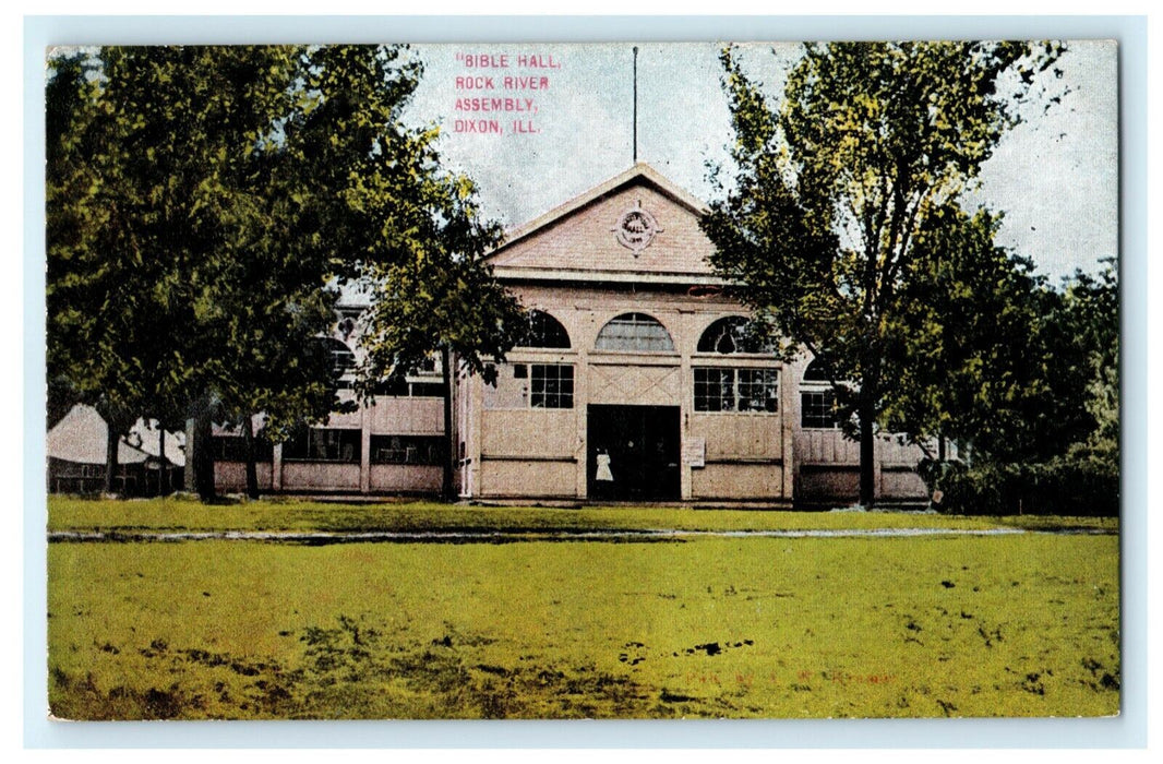 Bible Hall Rock River Assembly Dixon Illinois 1913 Vintage Antique Postcard