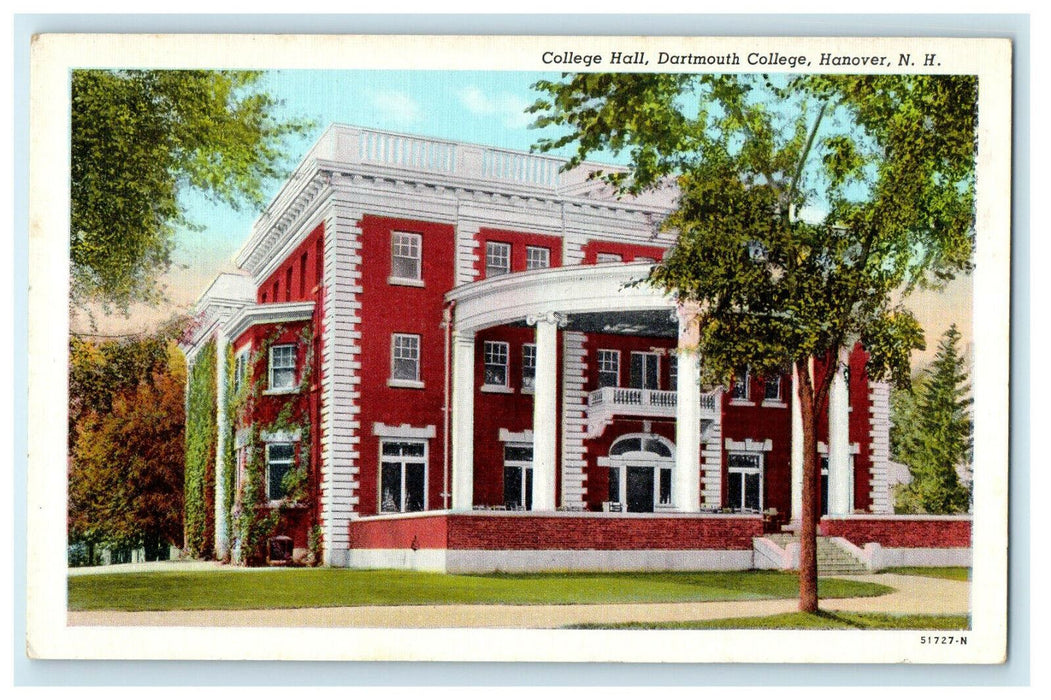 c1920s College Hall Dartmouth College, Hanover New Hampshire NH Postcard