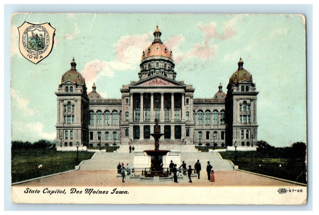 1913 View of the State Capitol, Des Moines Iowa IA Posted Antique Postcard