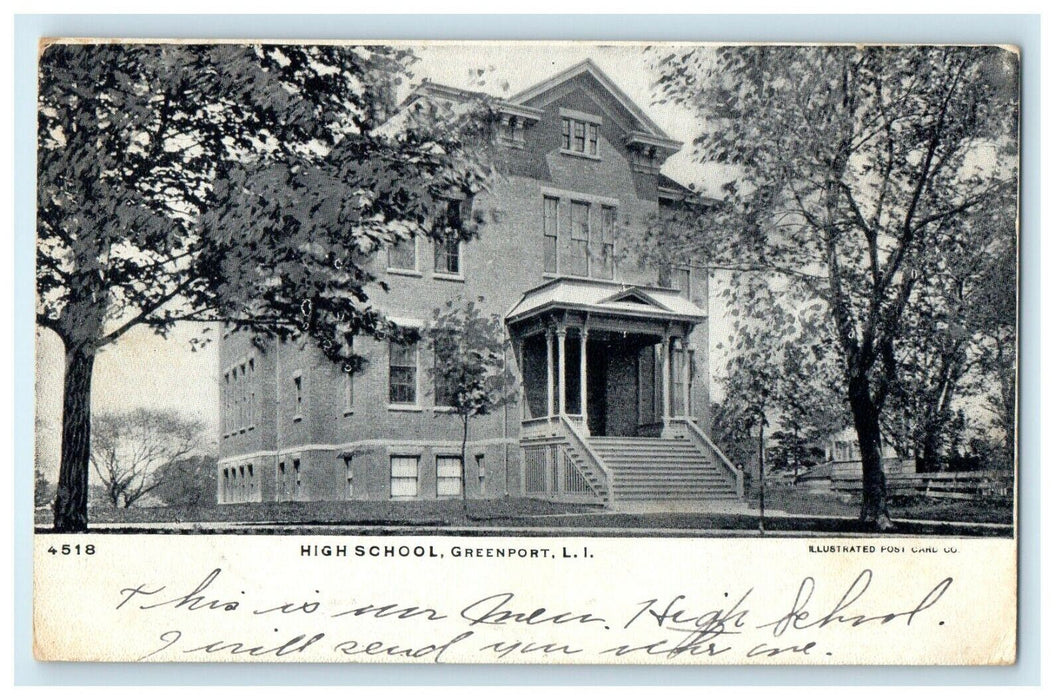 1905 High School, Greenport Long Island, Suffolk County New York NY Postcard