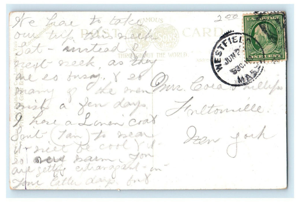 c1910s St Mary's Church, Westfield, Massachusetts MA Posted Antique Postcard