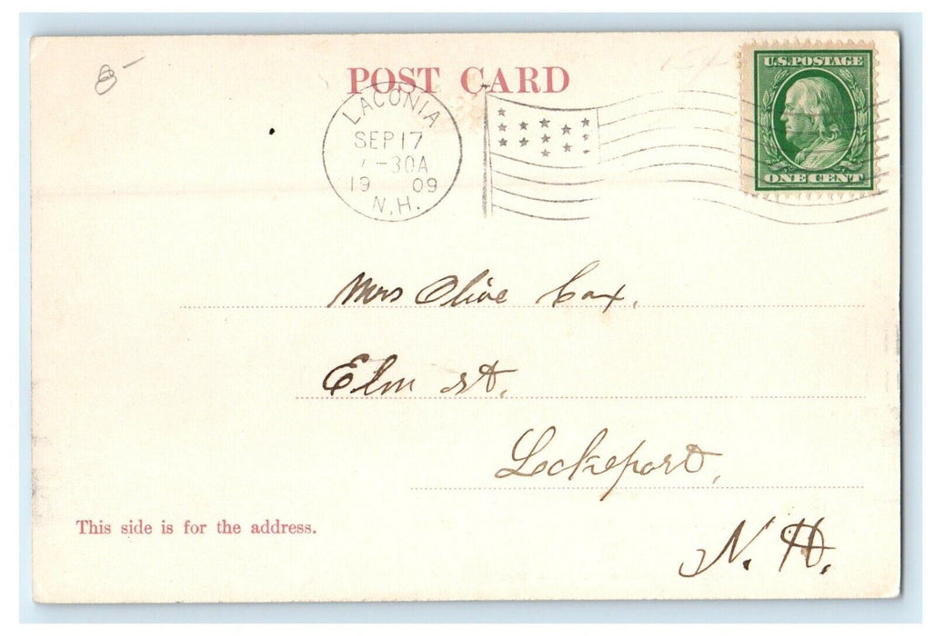 1909 Main St. And Congregational Church Natick Massachusetts MA Antique Postcard