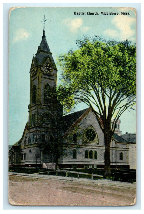 1911 Baptist Church, Middleboro, Massachusetts MA Antique Postcard
