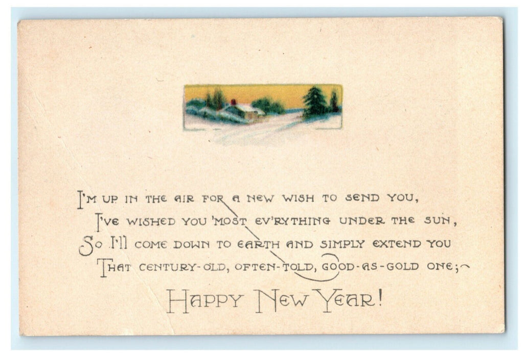 New Year's Winsch Back c1910 Poem Cottage Vintage Antique Postcard