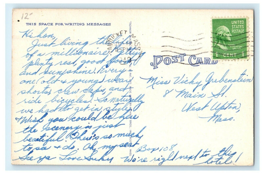 1949 White Elephant Hotel, Nantucket Massachusetts MA Vintage Postcard