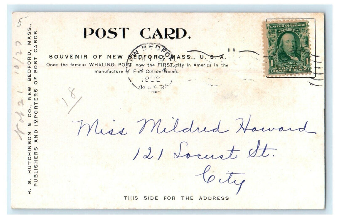 1925 Steamboat Piers, New Bedford Massachusetts MA Souvenir Postcard