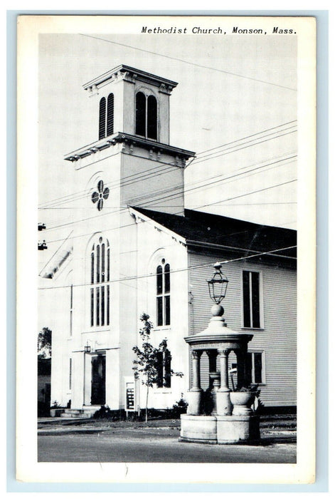 c1910 View Of Methodist Church Monson Massachusetts MA Antique Postcard
