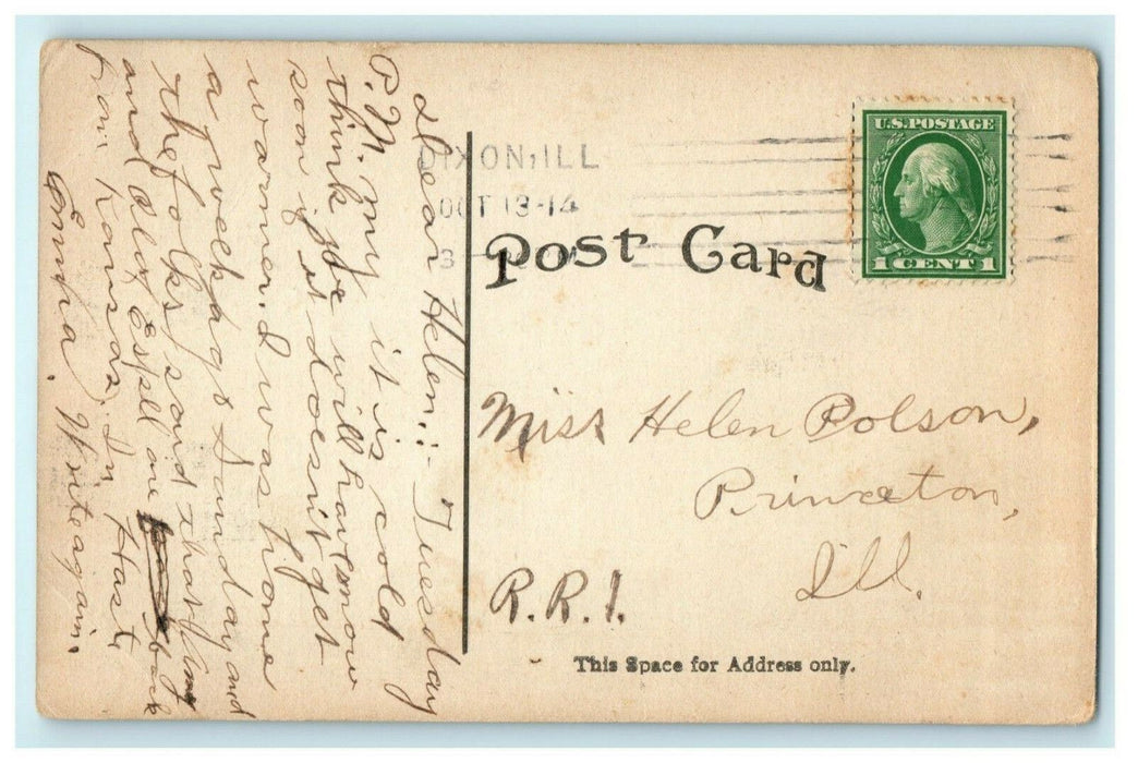 Down River Galena Ave. 1914 Dixon Illinois Princeton Vintage Antique Postcard