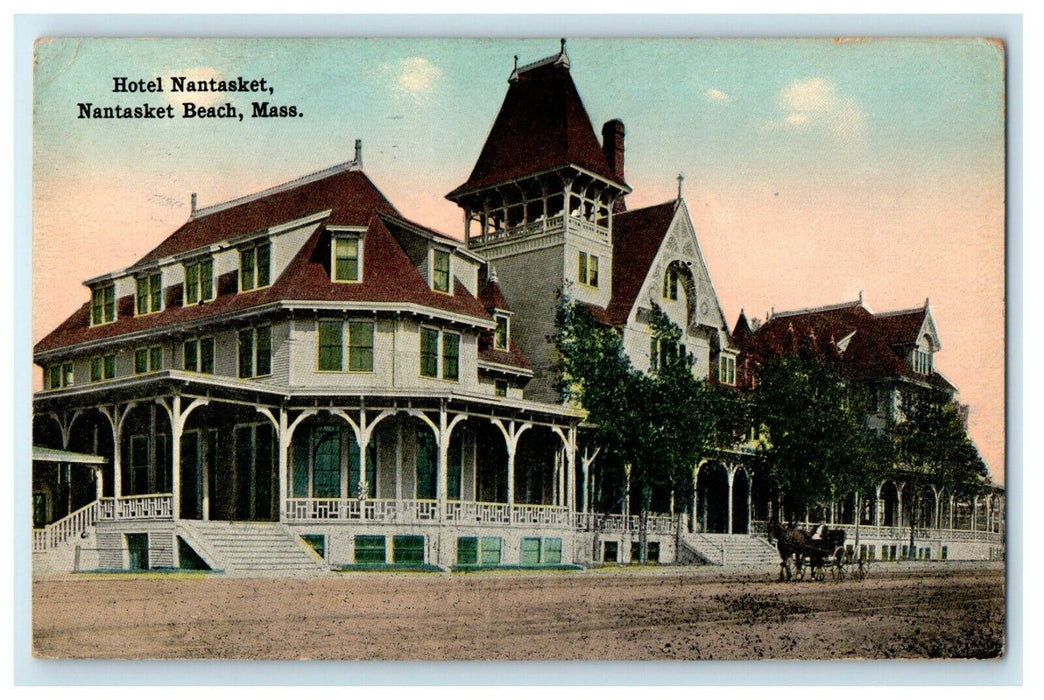 1913 Nantasket Hotel Street View Nantasket Beach Massachusetts MA Postcard