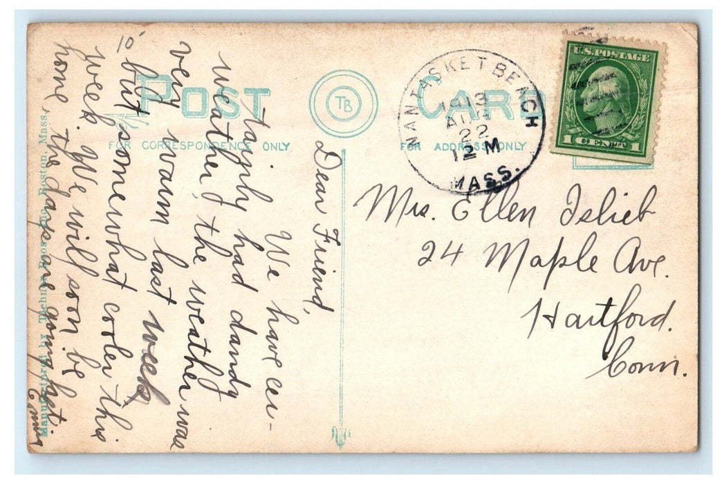 1913 Nantasket Hotel Street View Nantasket Beach Massachusetts MA Postcard