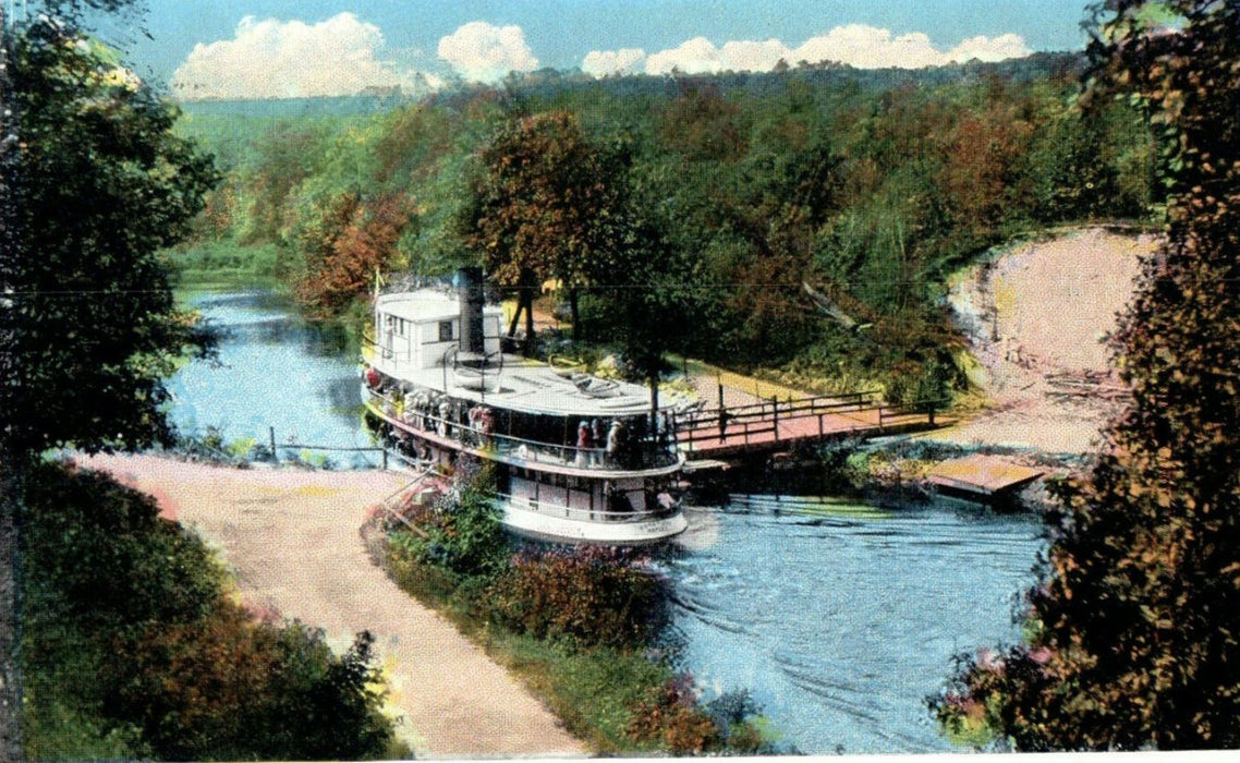 1921 Steamboat Passing Through Sliding Bridge, Songo River Maine ME Postcard