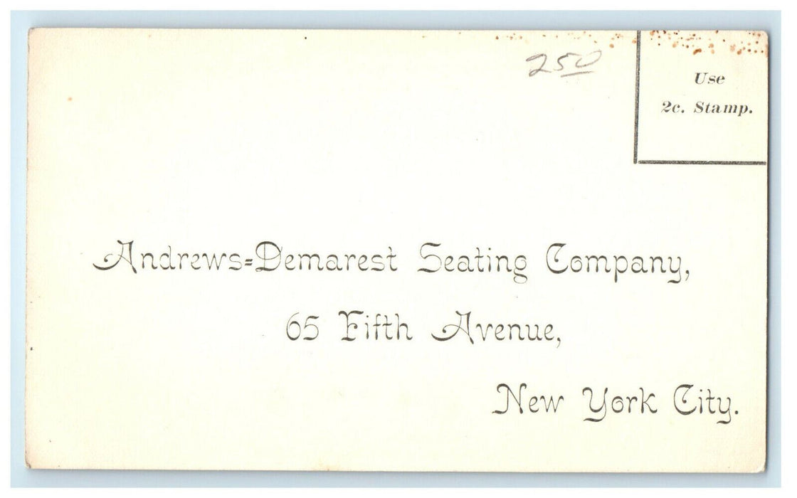 c1920s Andrews Demarest Seating Company New York City NY Advertising Postcard
