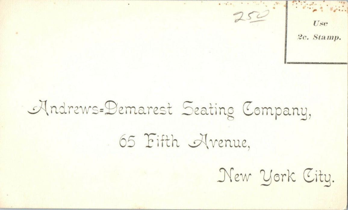 c1920s Andrews Demarest Seating Company New York City NY Advertising Postcard
