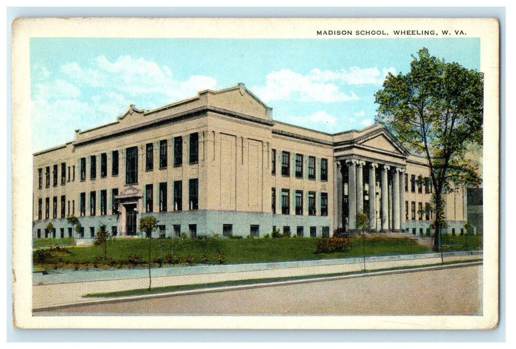 c1920s Madison School, Wheeling, West Virginia WV Unposted Postcard