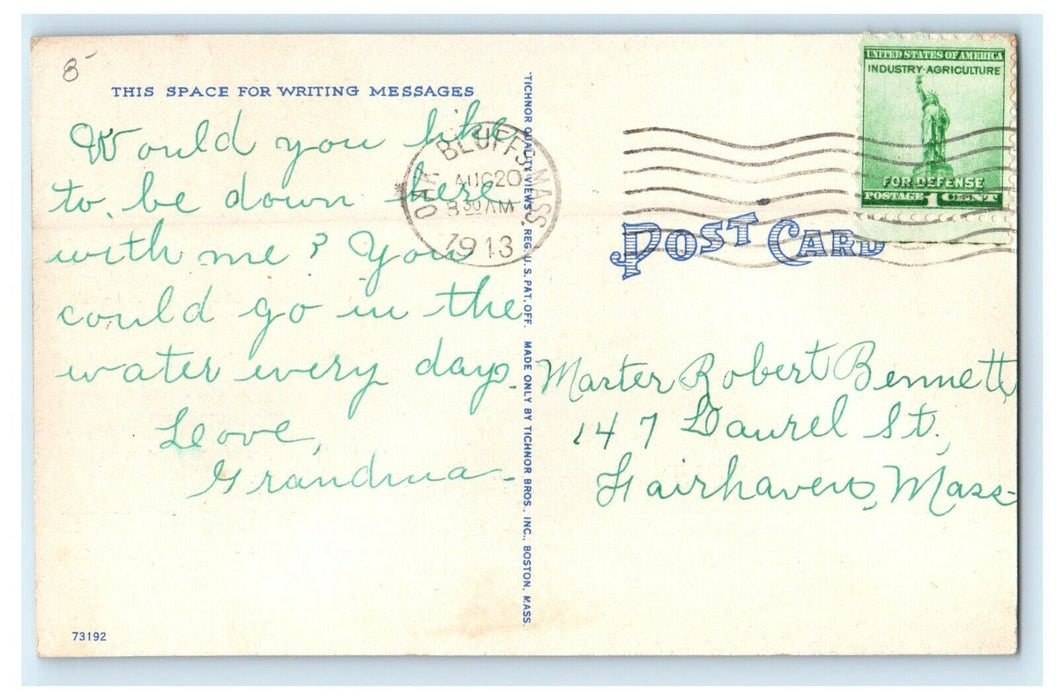 1913 Boats at Menemsha Creek Scene at Massachusetts MA Postcard