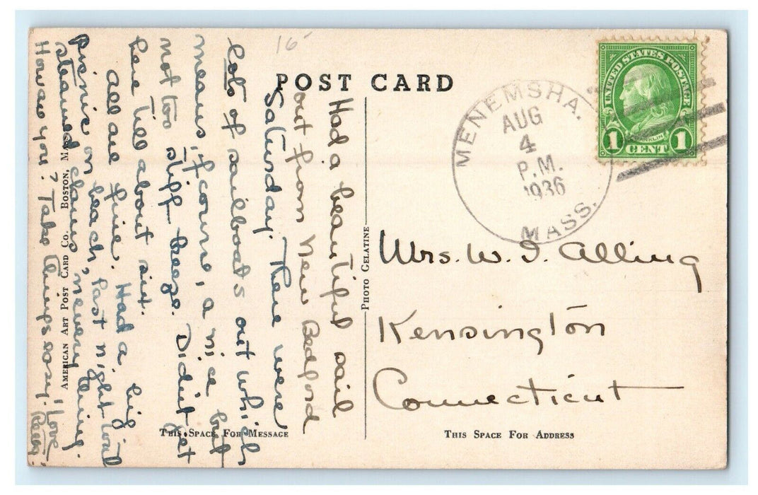 1936 Scene at Menemsha Creek, Massachusetts MA Vintage Postcard