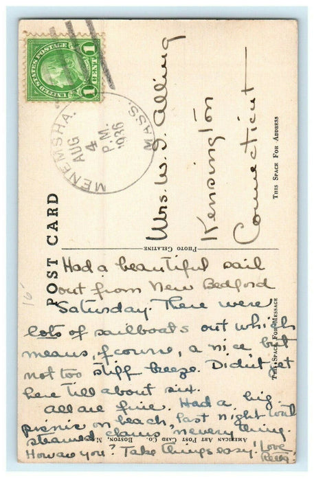 1936 Scene at Menemsha Creek, Massachusetts MA Vintage Postcard