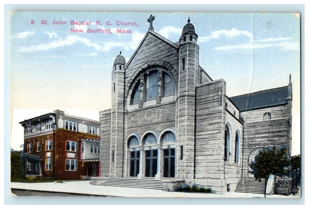 1910 St John Baptist Church R.C. New Bedford, Massachusetts MA Postcard