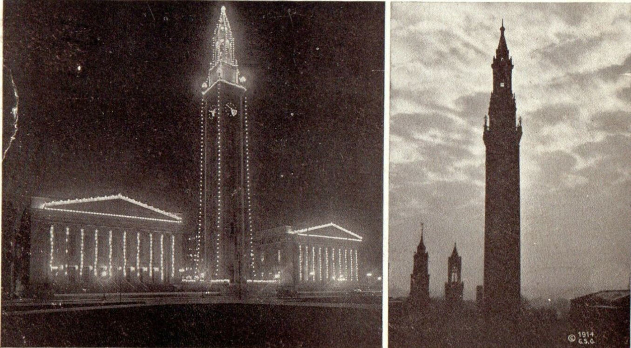 1920 Night Scene, Springfield Municipal Group Massachusetts MA Posted Postcard