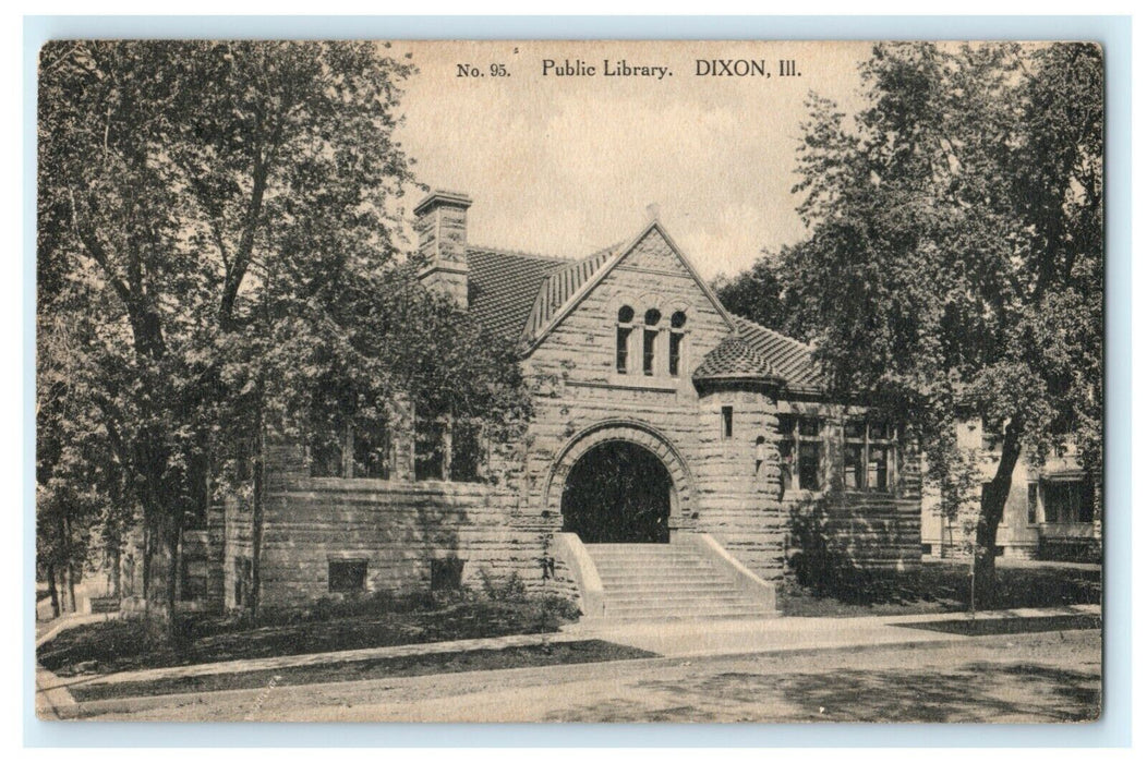 Public Library Dixon Illinois 1911 Vintage Antique Postcard