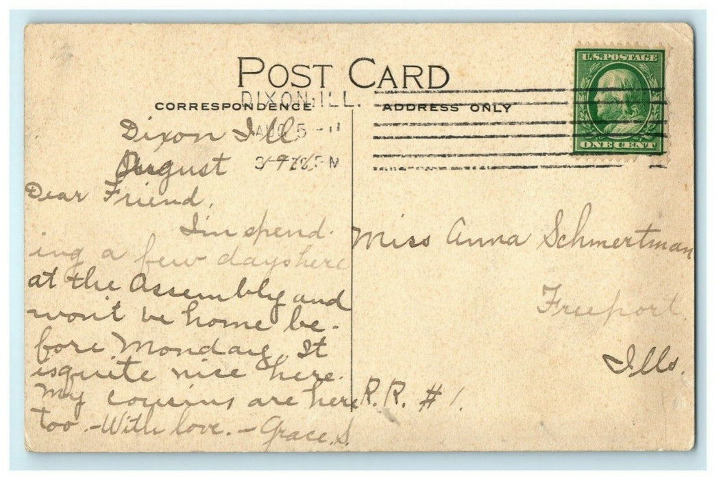 Public Library Dixon Illinois 1911 Vintage Antique Postcard