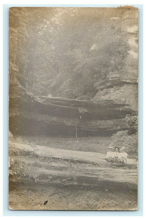 Starved Rock State Park Illinois RPPC Photo Amboy Postmark 1909 Postcard