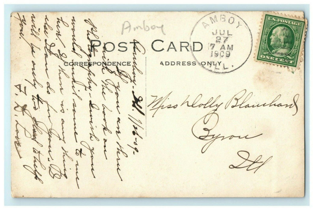 Starved Rock State Park Illinois RPPC Photo Amboy Postmark 1909 Postcard