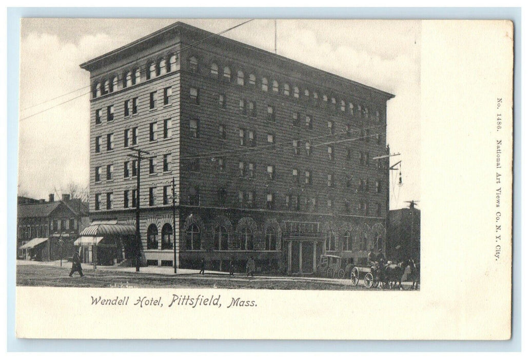 Wendell Hotel Building Scene Street Pittsfield Massachusetts MA UDB Postcard