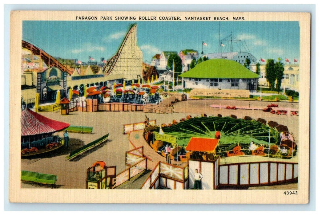 Paragon Park Showing Roller Coaster Nantasket Beach Massachusetts MA Postcard