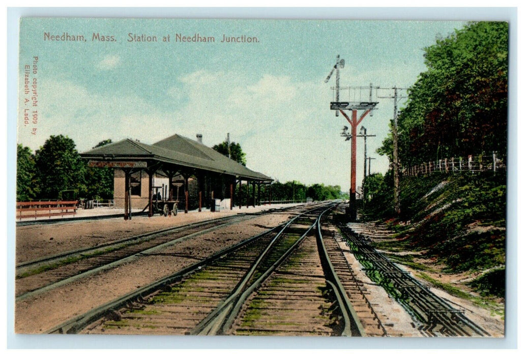 1911 Station at Needham Junction, Needham Massachusetts MA Postcard
