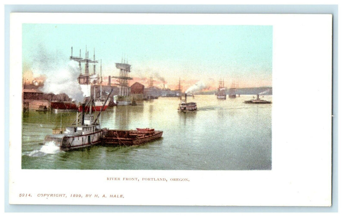 c1905 River Front Steamboats Ship Portland Oregon OR Undivided Back Postcard