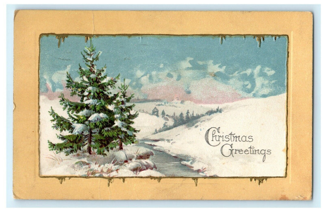 Christmas Winsch Back Tree Lasalle Ill. Embossed 1926 Vintage Antique Postcard