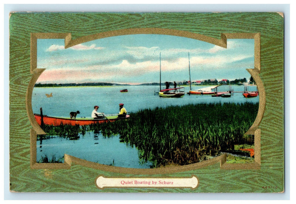 1910 Holbrook NY Quiet Boating By Schurz Fort Wayne Indiana IN Posted Postcard