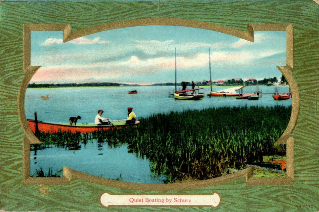 1910 Holbrook NY Quiet Boating By Schurz Fort Wayne Indiana IN Posted Postcard