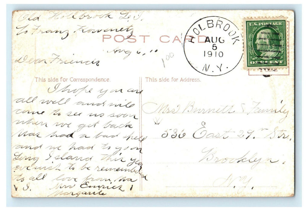 1910 Holbrook NY Quiet Boating By Schurz Fort Wayne Indiana IN Posted Postcard