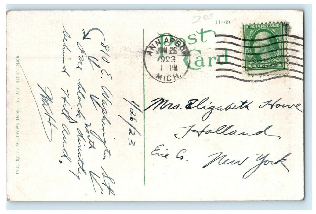 1923 Hill Auditorium University Of Michigan Ann Arbor Michigan MI Postcard