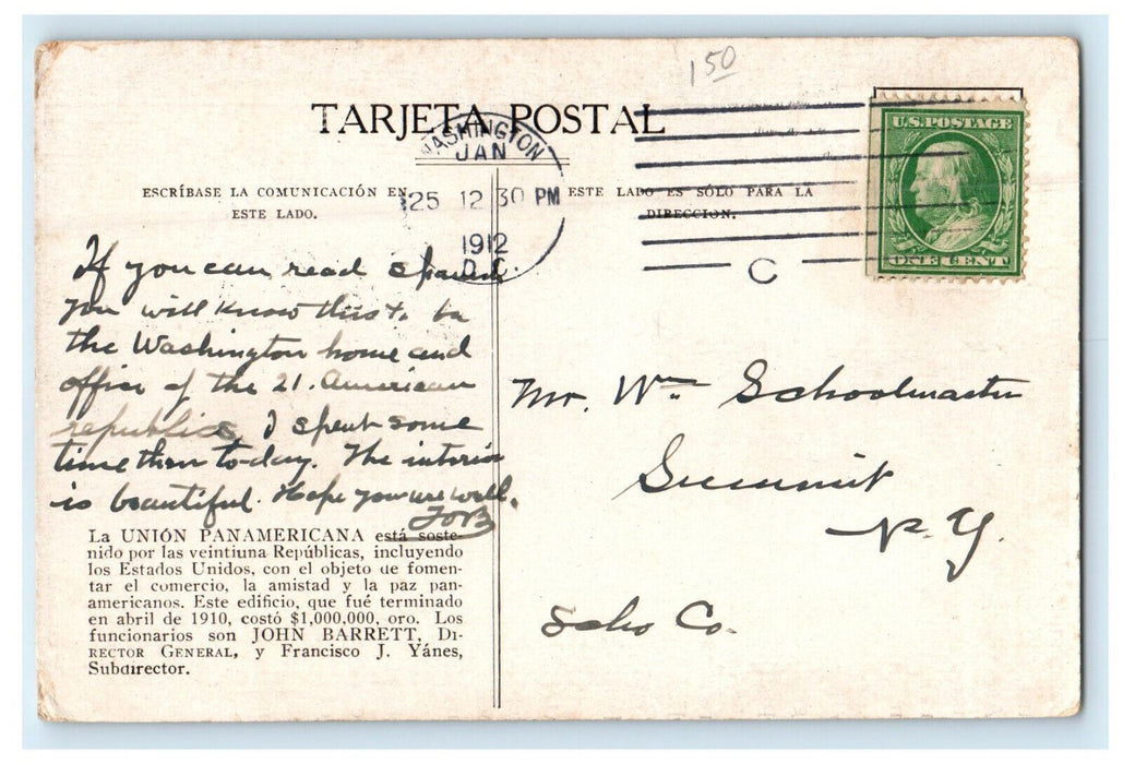 1912 El Nuevo Edificio De La Union Panamericana EN Washington DC Postcard