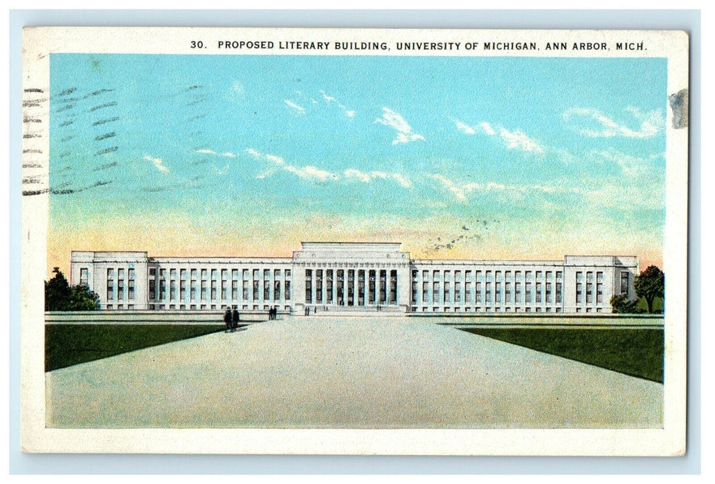 1923 Ann Arbor MI, Proposed Literary Building University Of Michigan Postcard