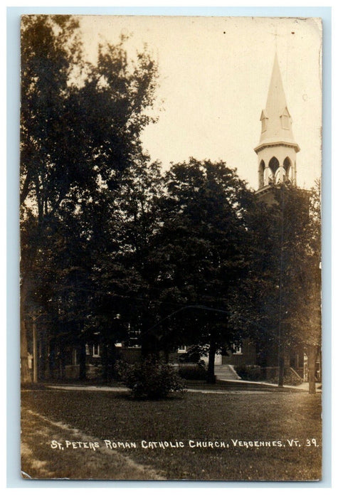 c1910 St. Peters Roman Catholic Church Vergennes Vermont VT RPPC Photo Postcard