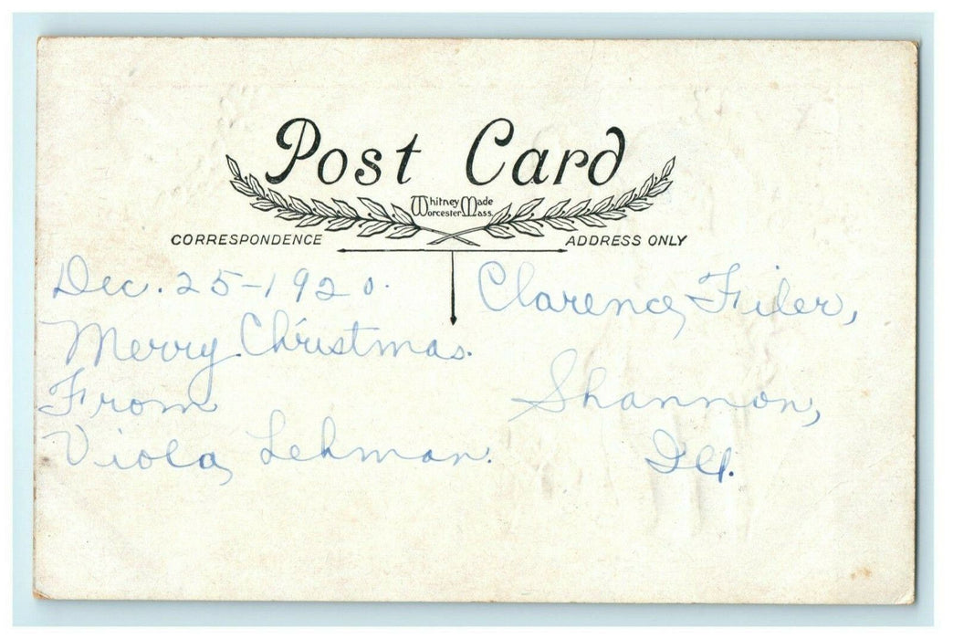 Christmas Whitney Sled with Toys Child 1920 Embossed Vintage Antique Postcard