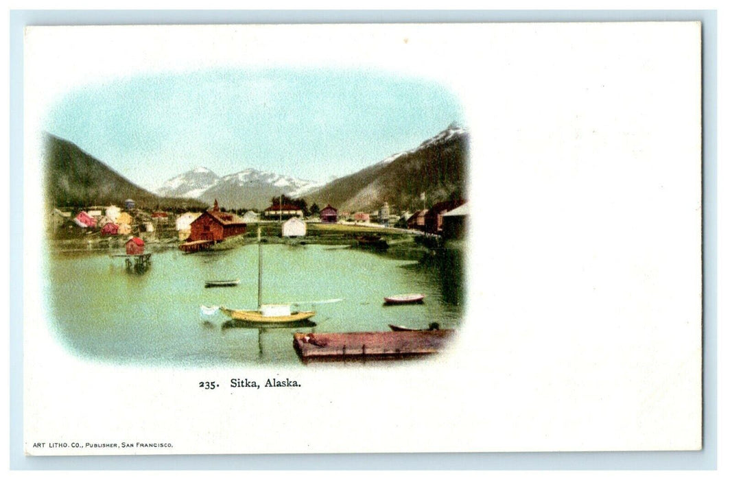 c1905 Lake Rowboat Scene Mountain Sitka Alaska AK Undivided Back Postcard
