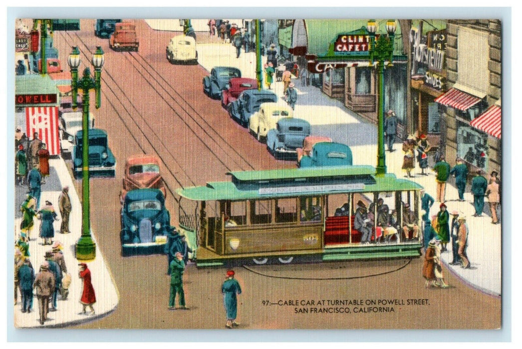 Cable Car Turntable On Powell Market Street San Francisco California CA Postcard