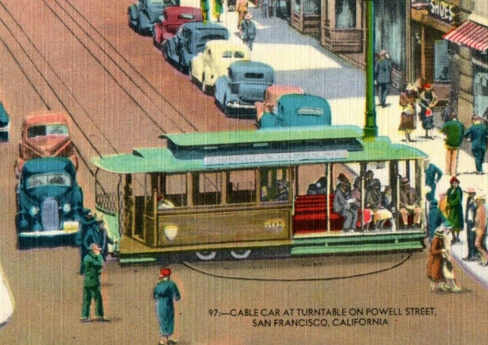 Cable Car Turntable On Powell Market Street San Francisco California CA Postcard