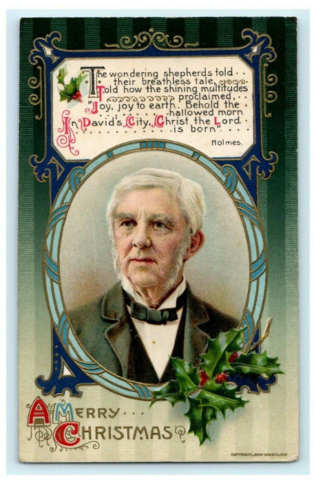 Christmas Oliver Holmes John Winsch 1910 Embossed Gold Vintage Antique Postcard